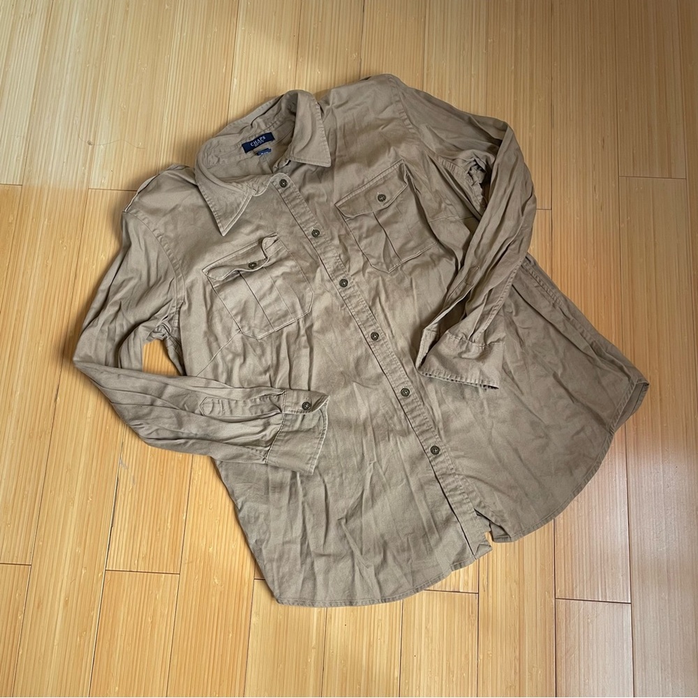 CHAPS Cotton Camel Button Down Casual size 1x